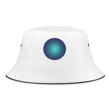 Blume des Lebens - 3D blau - Bucket Hat - Weiß/Navy - Vorne