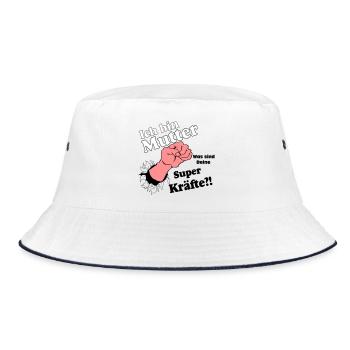 Mutter,Mama,Muttertag, Mutter , super Kräfte(25) - Bucket Hat - Weiß/Navy - Vorne