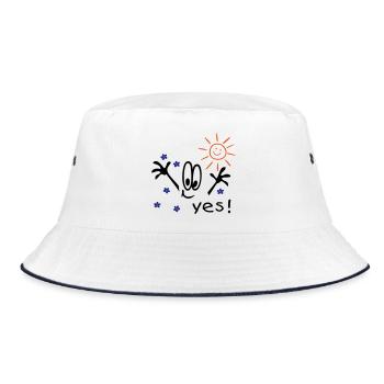 Sommer, Sonne, Urlaub, Comic - Bucket Hat - Weiß/Navy - Vorne