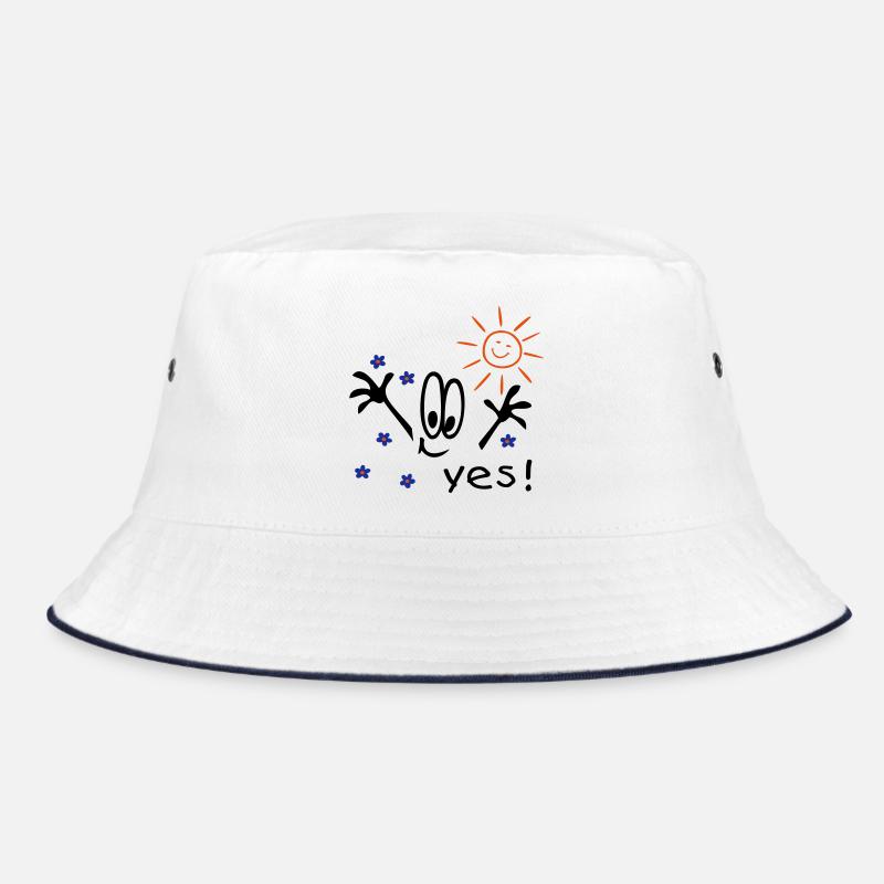 Sommer, Sonne, Urlaub, Comic - Bucket Hat - Weiß/Navy