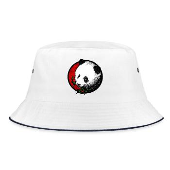 Panda head (bamboo / colored) - Bucket Hat - white/navy - Front