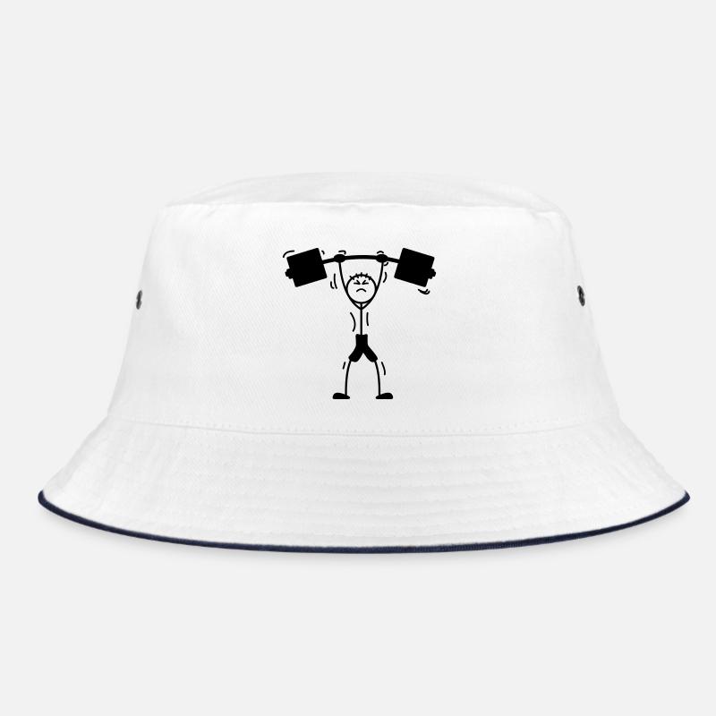 Gewichtheber-Logo, Emblem - Bucket Hat - Weiß/Navy