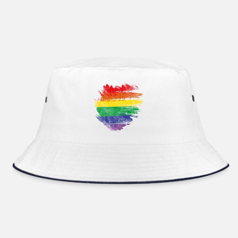 Rainbow Brush Heart Bucket Hat
