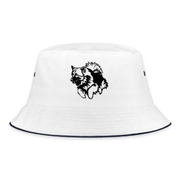 Wolfsspitz - Bucket Hat - Weiß/Navy - Vorne