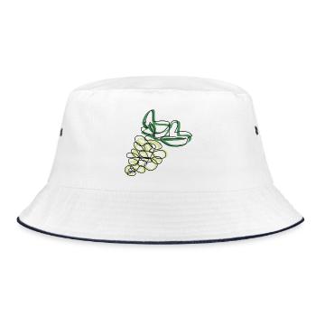 Lineart Weintrauben - Bucket Hat - Weiß/Navy - Vorne