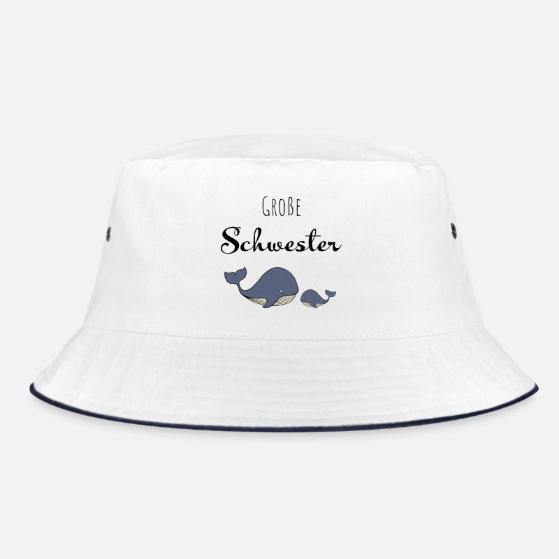 Große Schwester Wal - Bucket Hat - Weiß/Navy
