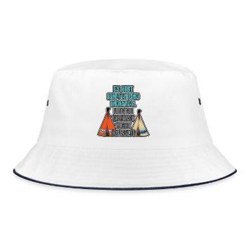 Es gibt Idioten und Indianer. Und du wohnst.... - Bucket Hat - Weiß/Navy - Vorne