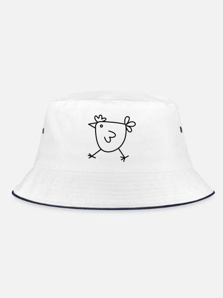 Huhn Henne Geschenk für Hühnerfreunde - Bucket Hat - Weiß/Navy - Vorne