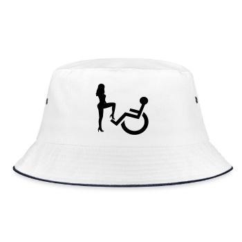 Cute lady versus wheelchair user Humor shirt* - Bucket Hat - white/navy - Front