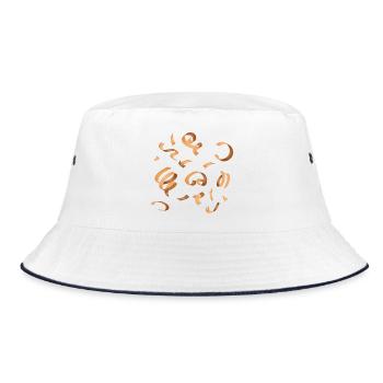 Wood chips - Where planing is done, chips fall - Bucket Hat - white/navy - Front