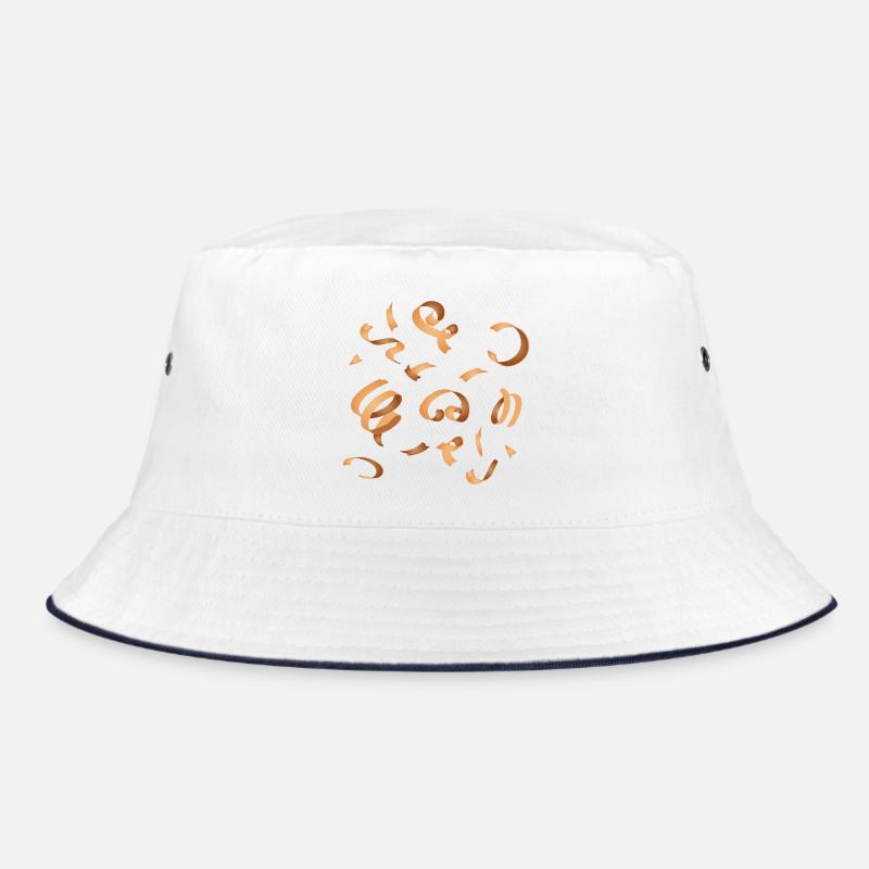 Wood chips - Where planing is done, chips fall - Bucket Hat - white/navy