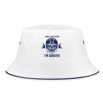 I Ride A Scooter I'm Badass Funny Shirt - Bucket Hat - Weiß/Navy - Vorne