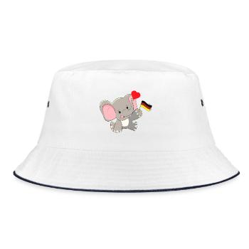 Deutscher Deutsch Fahne Länder Kinder Elefant - Bucket Hat - Weiß/Navy - Vorne