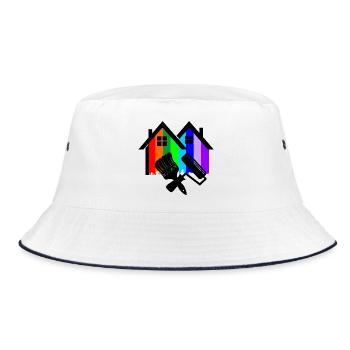 House painter color with paintbrush and paint roller - Bucket Hat - white/navy - Front