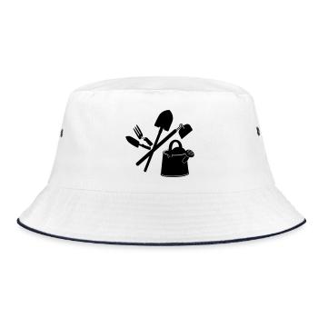 Garden tools shovel and flower caster - Bucket Hat - white/navy - Front