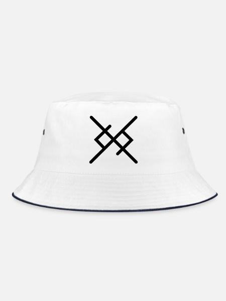 Ewige Liebe in Wikingerrunen - Bucket Hat - Weiß/Navy - Vorne