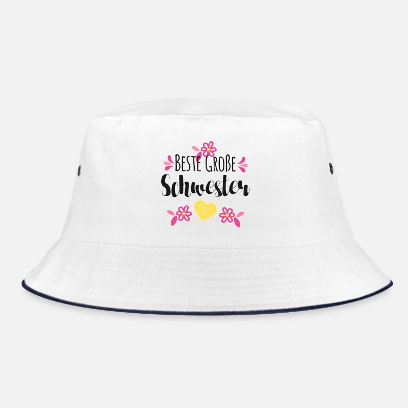 Beste Große Schwester - Bucket Hat - Weiß/Navy
