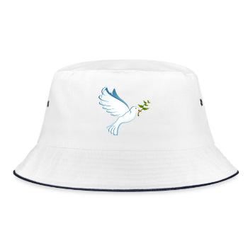 Friedenstaube - Bucket Hat - Weiß/Navy - Vorne
