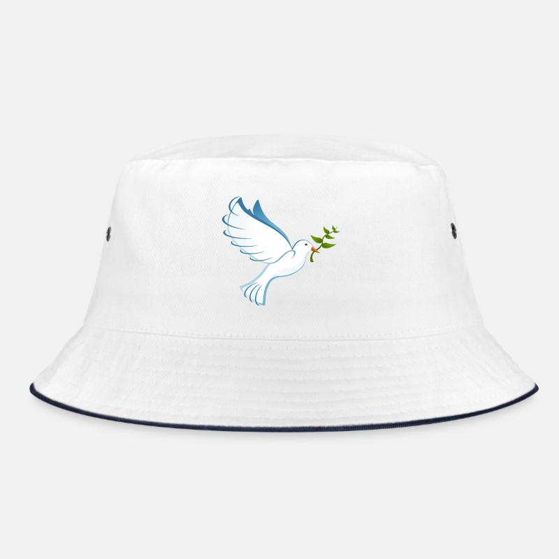 Friedenstaube - Bucket Hat - Weiß/Navy