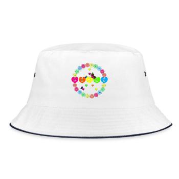 Farbkreis des Friedens Peace Flower Power - Bucket Hat - Weiß/Navy - Vorne