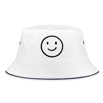 Happy Smile Face: Klassisch Retro Smile Design - Bucket Hat - Weiß/Navy - Vorne