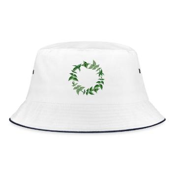 Nettle wreath in dark shades of green - Bucket Hat - white/navy - Front