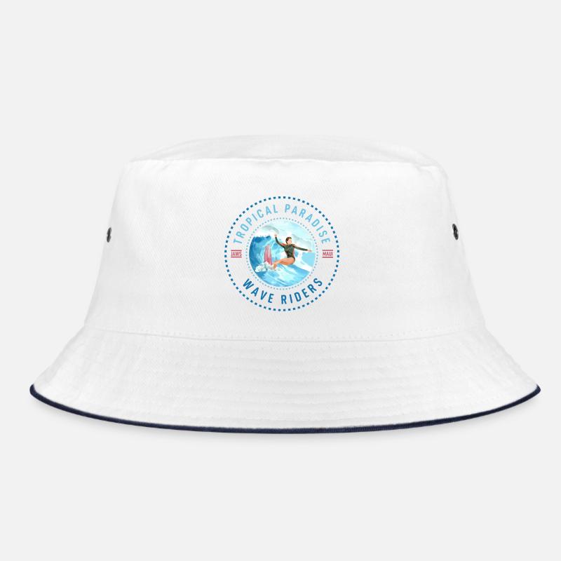 Tropical Paradise Wave Riders - Bucket Hat - white/navy