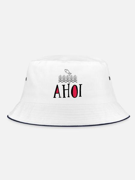 Ahoi - Bucket Hat - Weiß/Navy - Vorne