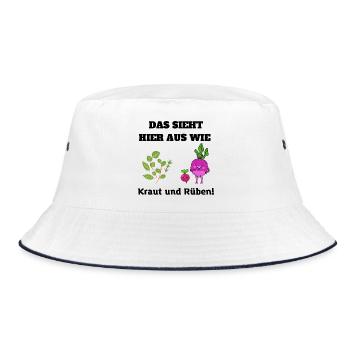 Das sieht aus wie Kraut und Rüben - Sprichwort - Bucket Hat - Weiß/Navy - Vorne