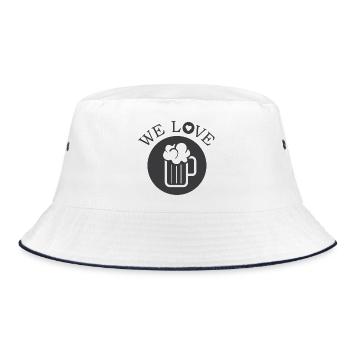 we love beer beer love icon logo icon graphic - Bucket Hat - white/navy - Front