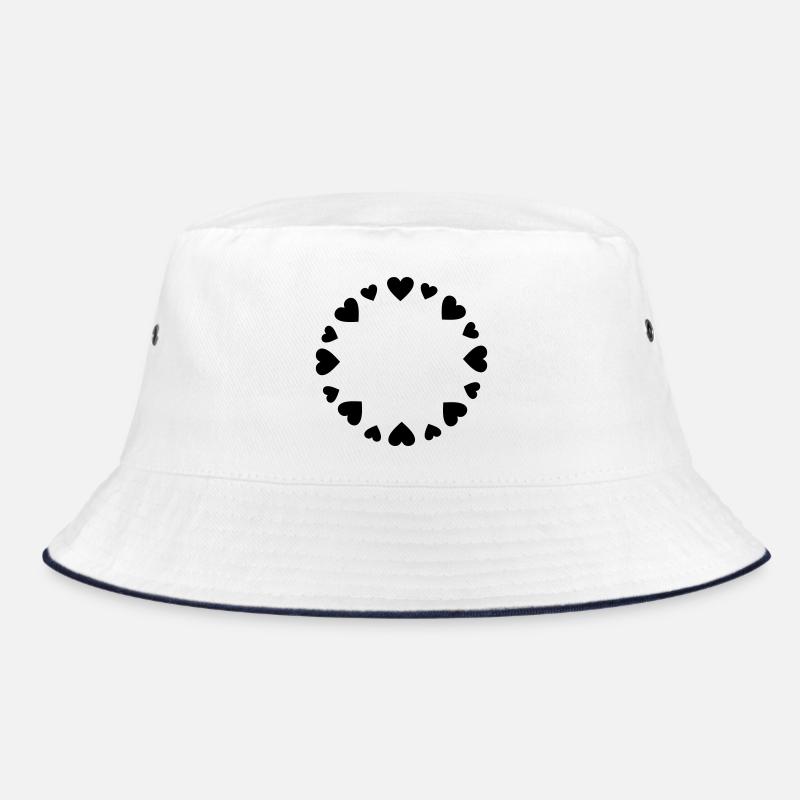 Hearts circle big small Bucket Hat
