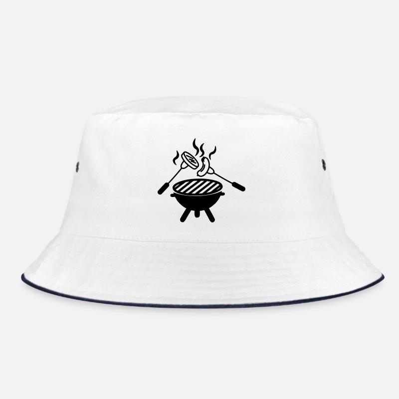 BBQ-Grill darüber Gabeln mit Wurst Bucket Hat