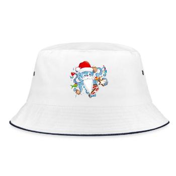 Octopus as Santa Claus with Santa Claus cap - Bucket Hat - white/navy - Front