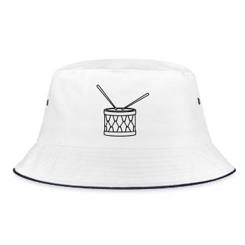 Transparente Trommeldekoration - Bucket Hat - Weiß/Navy - Vorne