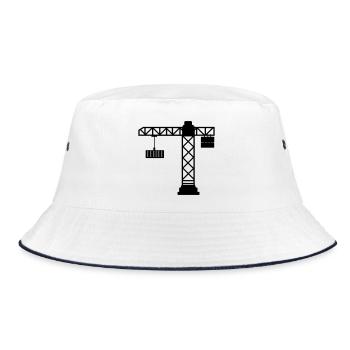 Crane with sea container - Bucket Hat - white/navy - Front