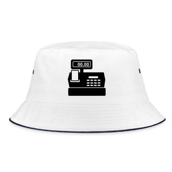 Kasse für Supermarkt - Bucket Hat - Weiß/Navy - Vorne