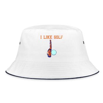 Ich liebe Golf - Bucket Hat - Weiß/Navy - Vorne