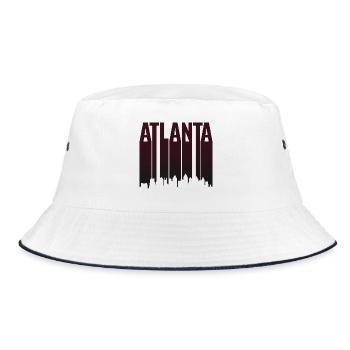 Atlanta Skyline Vertikal Silhouette - Bucket Hat - Weiß/Navy - Vorne