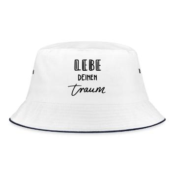 Lebe deinen Traum - Bucket Hat - Weiß/Navy - Vorne