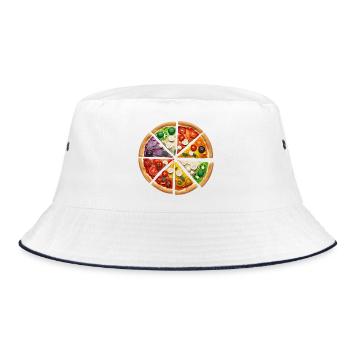 Regenbogenpizza Segmente - Bucket Hat - Weiß/Navy - Vorne
