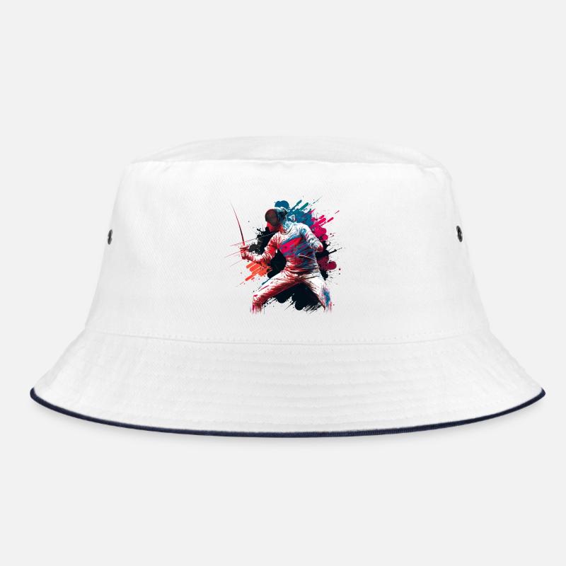 Farbexplosiver Fechter Graffiti - Bucket Hat - Weiß/Navy