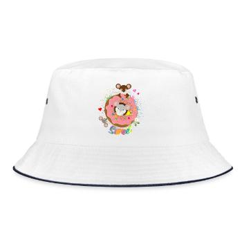 Trois souris mignonnes et un beignet avec un glaçage rose - Bob - blanc/marine - Devant