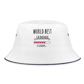 werdende world best Oma Schwangerschaft Geschenk - Bucket Hat - Weiß/Navy - Vorne