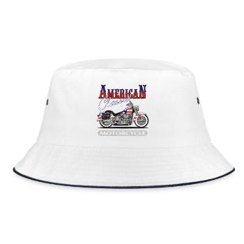 Classic American Motorcycle - Bucket Hat - white/navy - Front
