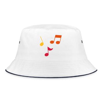 Musiknoten – 3 Farben - Bucket Hat - Weiß/Navy - Vorne