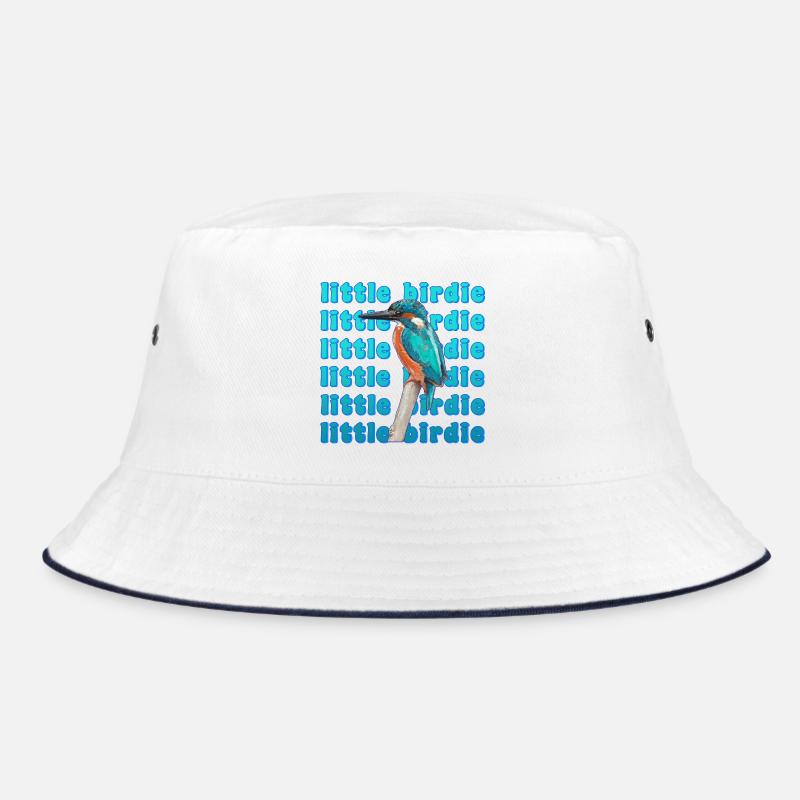 Eisvogel - schöner blauer Vogel – Aquarell Malerei - Bucket Hat - Weiß/Navy