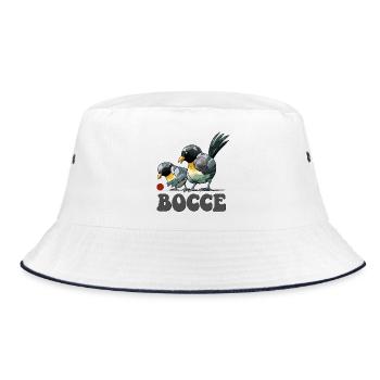 Boccespieler Spruch Ball Vogel mit Jack Bocci - Bucket Hat - Weiß/Navy - Vorne