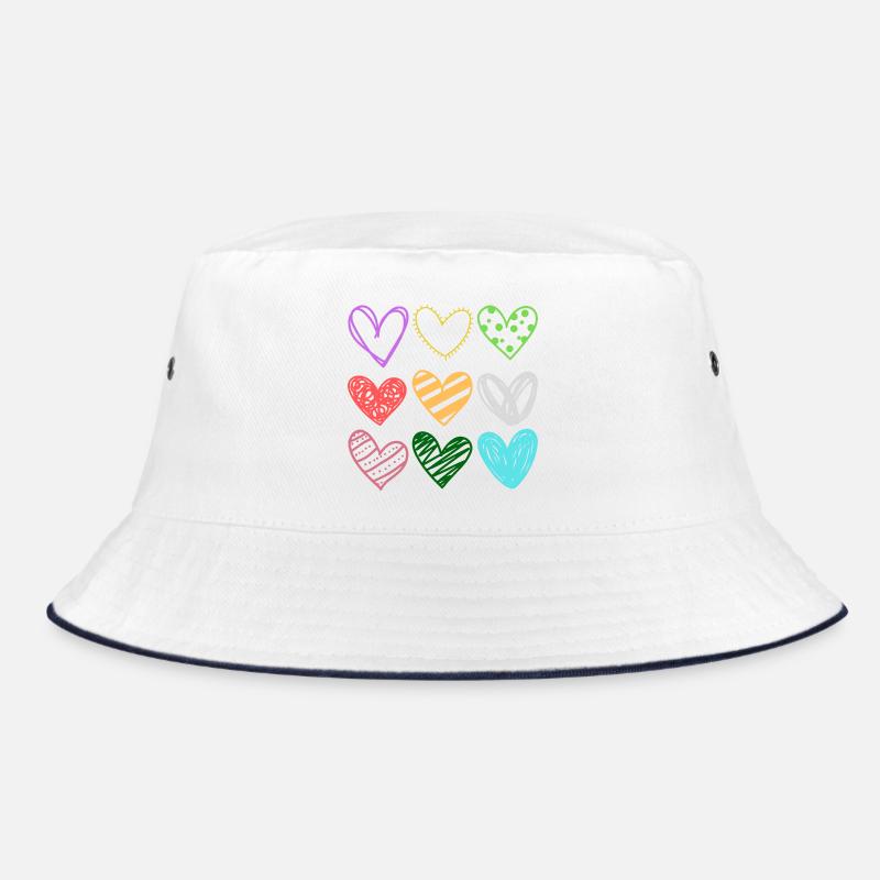 Colorful Doodle Hearts Pattern Bucket Hat