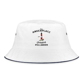 Pellworm, Ankerplatz Glücksgefühle, Leuchtturm - Bucket Hat - Weiß/Navy - Vorne