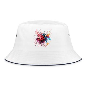 Buntes Marienkäfer-Design, kein Text - Bucket Hat - Weiß/Navy - Vorne
